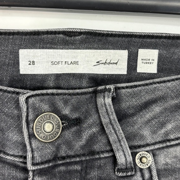 Subdued Womens Size 23 Jeans High Rise Soft Flare Charcoal Gray Stretch Pockets - Picture 4 of 8